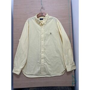 Polo Ralph Lauren Mens Yellow Oxford Button Down Shirt Size 17.5 44 Long Sleeve